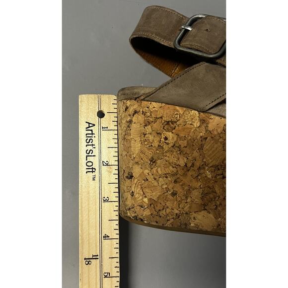 Coclico Sandals Womens Size EU 41 Taupe Leather Wedge Platform Slingback Cork - Picture 10 of 11